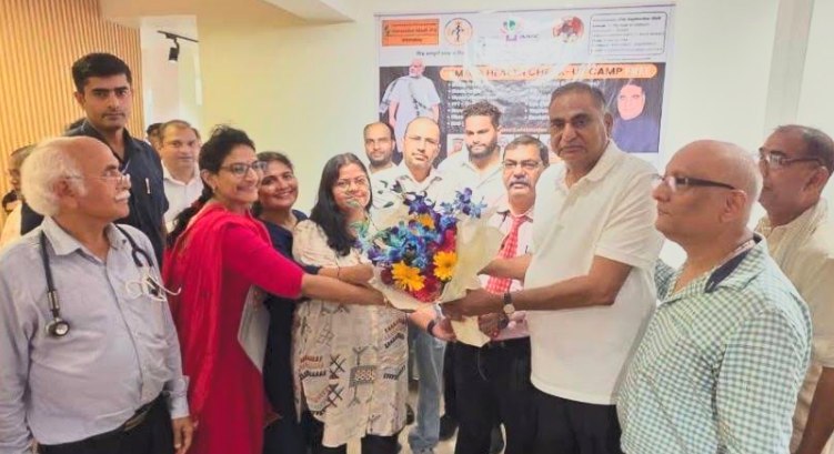 Dr. Karuna Prasad and the medical team at a community health check-up camp